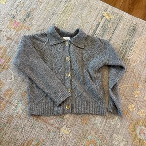Pink Rose Gray Cable Knit Cardigan